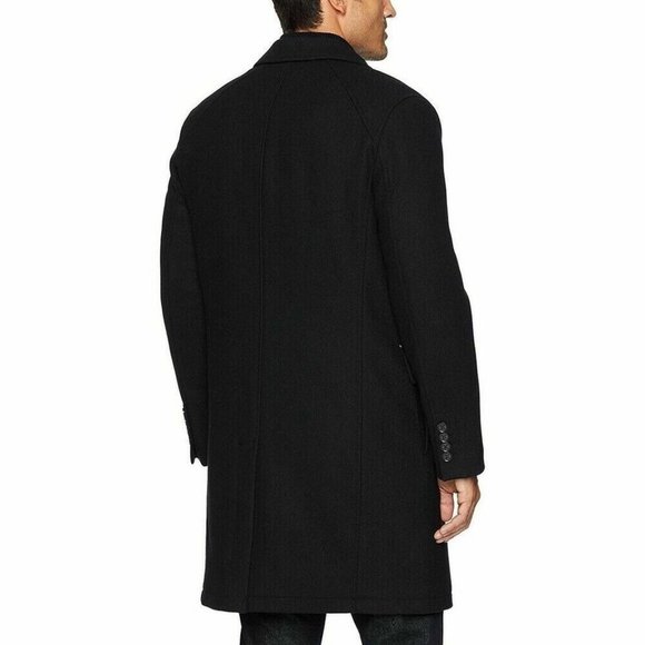 MEN VINTAGE ST MICHAEL OVERCOAT NAVY WOOL DARK BLUE SIZE 40 102 RETRO - Picture 11 of 12